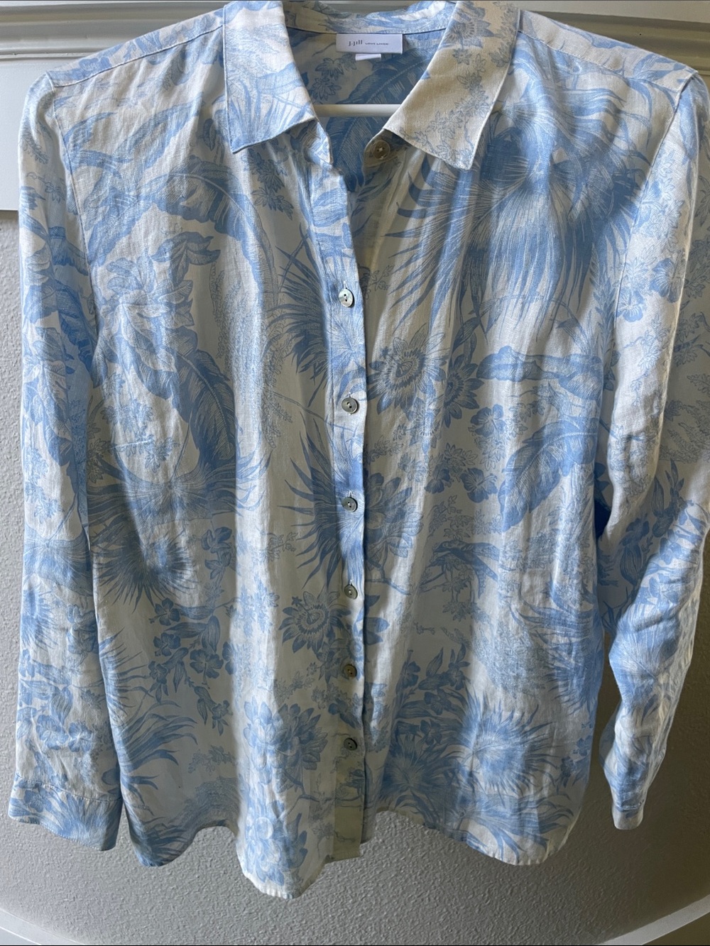 J. Jill Light Blue Floral Button-Up Shirt - Casual Women’s Shirt